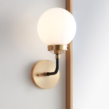 Caleb Brass Vanity Wall Sconce Frosted - JONATHAN Y
